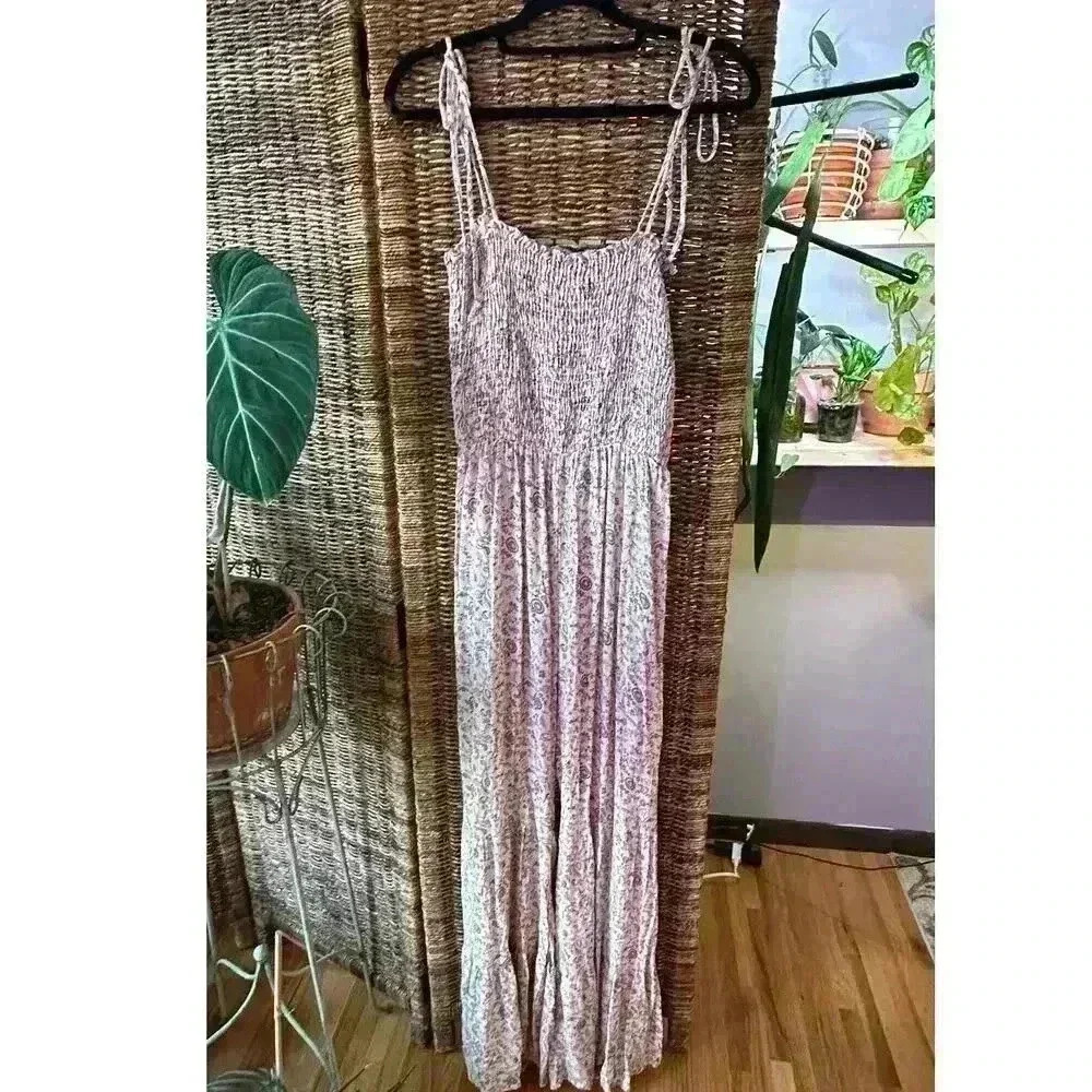 Floral boho coquette whismygoth jumpsuit Flowy l SIZE LARGE NWT